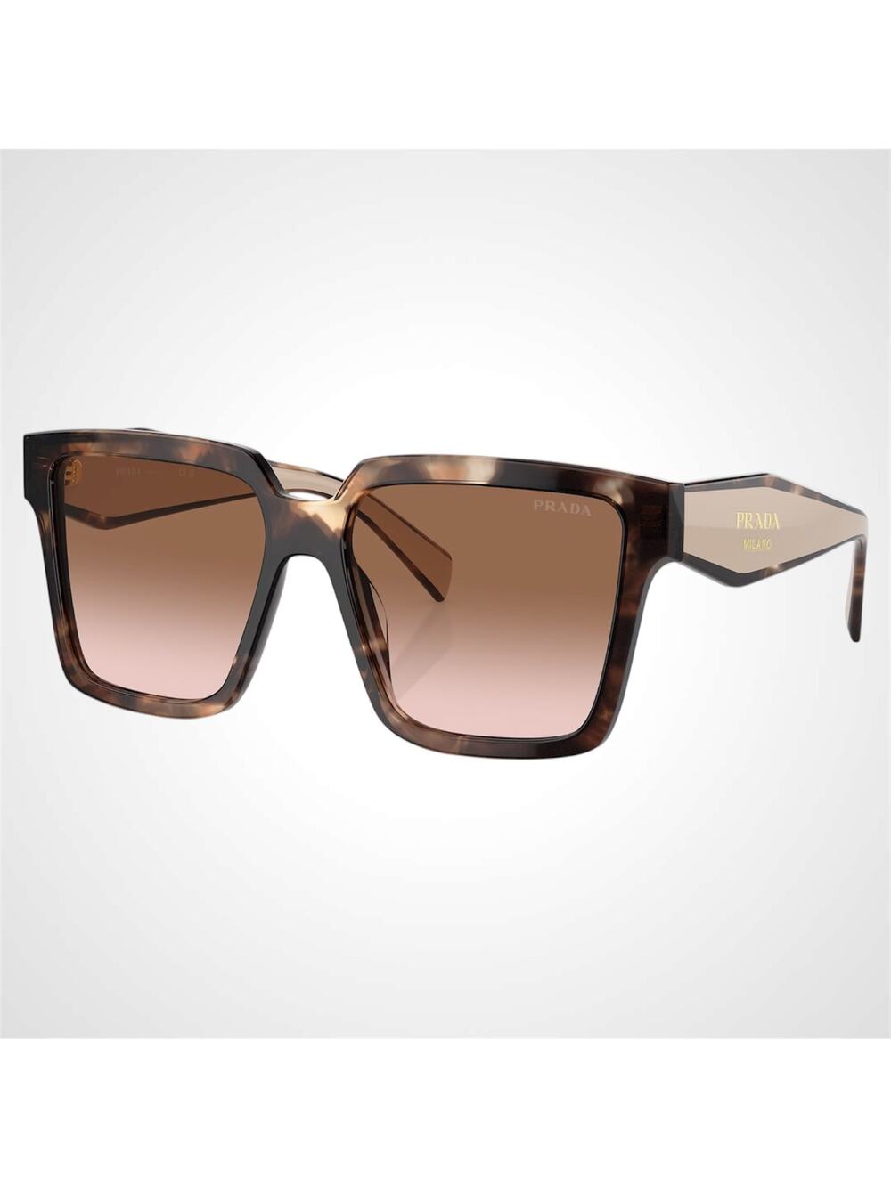New PRADA Sunglasses Brown Tortoise Beige Gold Symbole Logo 56mm Square Prada